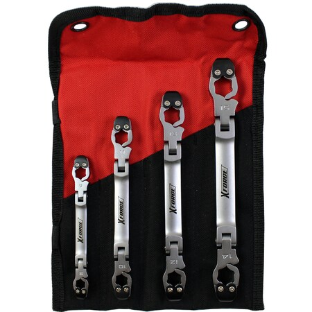 Ags SAE Line Wrench Tool, Double Flex, Metric, Set of 4 LWSETFLEX-METRIC